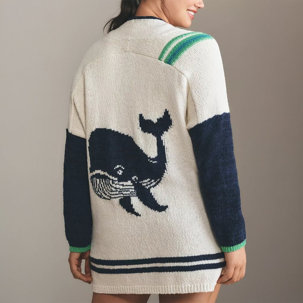 ANTHROPOLOGIE MAEVE Nautical Buoy Cardigan Sweater - SIZE 1X